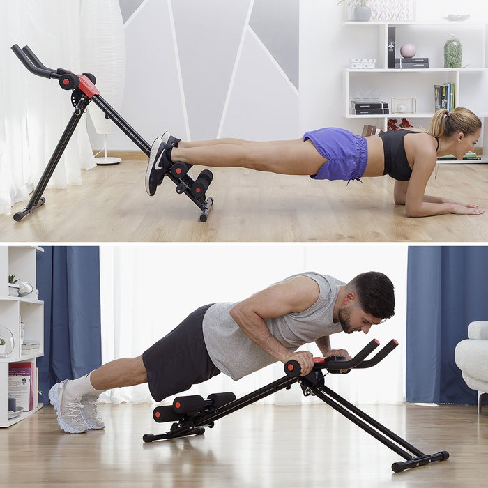 Pack machine à abdominaux pliable avec guide d’exercices et ceinture sauna InnovaGoods