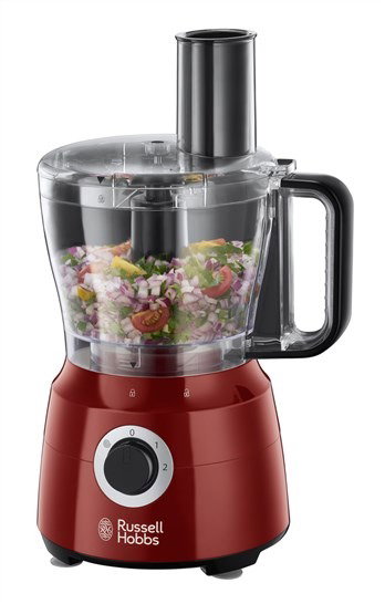 Russell Hobbs 24730-56 Robot Culinaire Multifonction Desire - Batteur, Hachoir, Trancheur (Rouge et Noir)