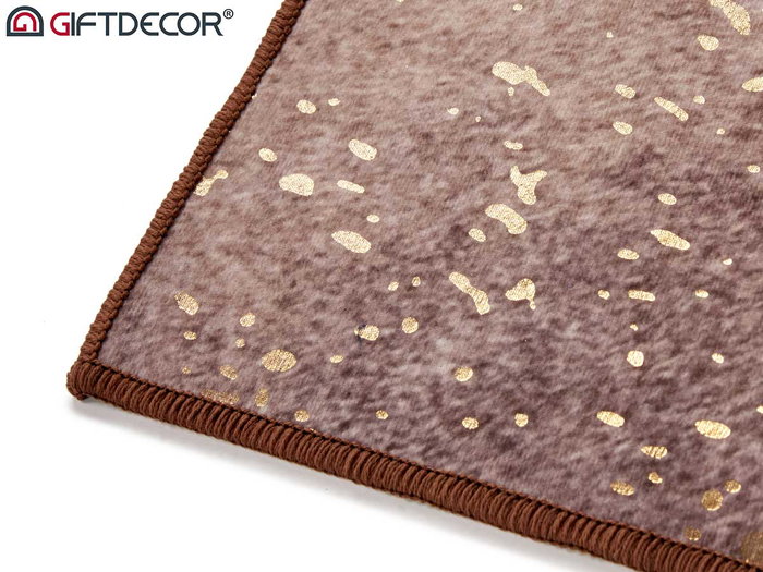 Giftdecor Tapis Marron 150x100 cm avec Taches Dorées (Set de 9)