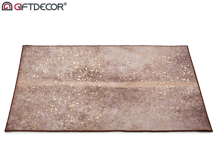 Giftdecor Tapis Marron 150x100 cm avec Taches Dorées (Set de 9)