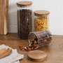 Home Deco Factory Bocal en verre avec couvercle en acacia 1,1 L