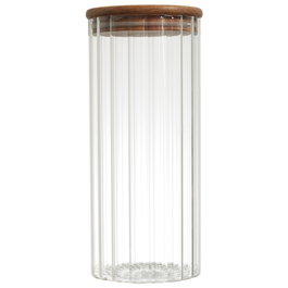 Home Deco Factory Bocal en verre avec couvercle en acacia 1,1 L