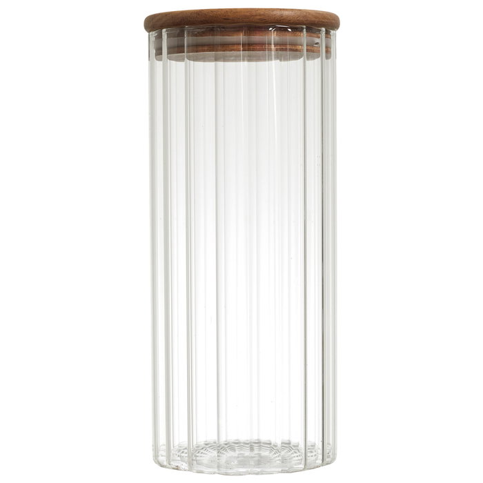 Home Deco Factory Bocal en verre avec couvercle en acacia 1,1 L Home Deco Factory Bocal en verre avec couvercle en acacia 1,1 L