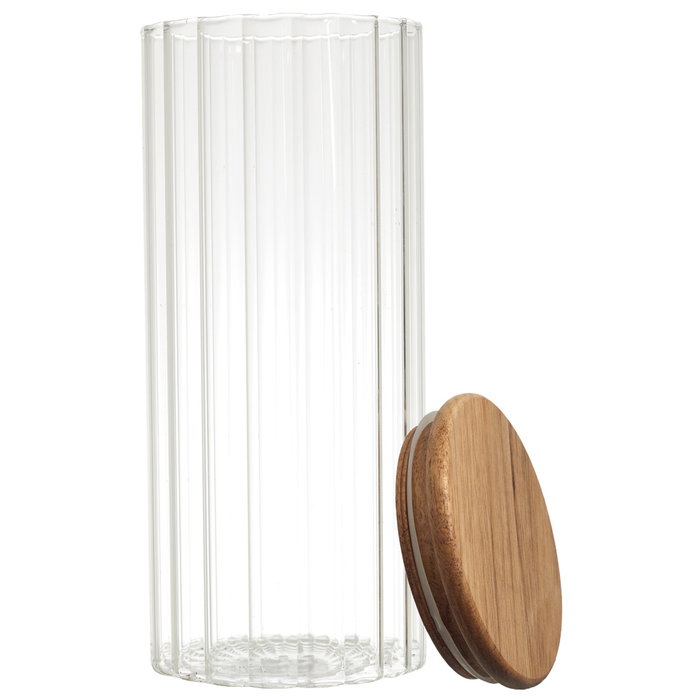 Home Deco Factory Bocal en verre avec couvercle en acacia 1,1 L Home Deco Factory Bocal en verre avec couvercle en acacia 1,1 L