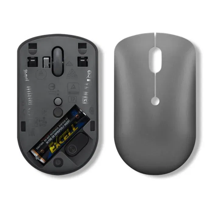 Lenovo 540 - Souris sans fil compacte ambidextre avec recharge USB-C en gris - Détection de mouvement optique pour bureau et domicile