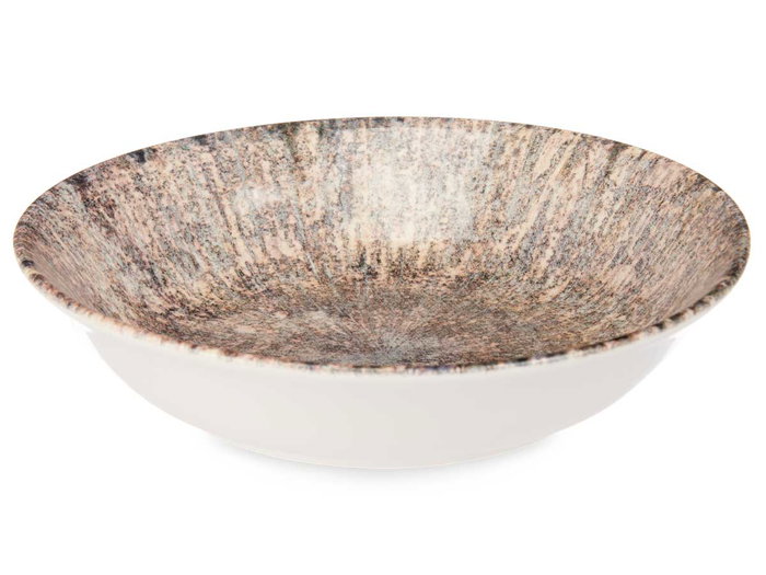 Vessia Assiette Creuse Porcelaine 21 cm Marron Motif Explosion (Set de 24)