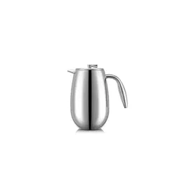 Bodum Cafetière à piston Columbia - Double paroi en acier inoxydable brillant - 0.35 L (3 tasses) - Rétention de chaleur 2h - Piston silicone - Sans filtre - Lave-vaisselle