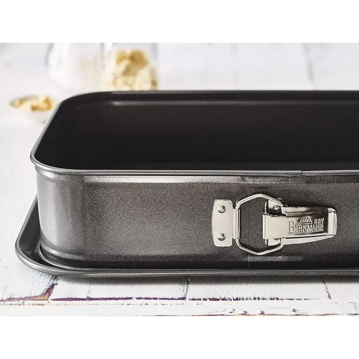 Birkmann - Moule rectangulaire à fond amovible Easy Baking - Acier carbone antiadhésif - 34 x 23.5 x 8 cm - Pour gâteaux et tartes