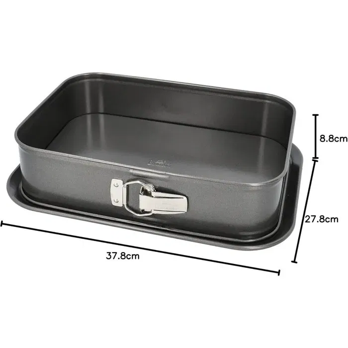 Birkmann - Moule rectangulaire à fond amovible Easy Baking - Acier carbone antiadhésif - 34 x 23.5 x 8 cm - Pour gâteaux et tartes