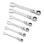 STANLEY - 4-91-444 - Jeu de 6 clés mixtes à cliquet à tête indexable en acier chrome vanadium, dimensions 8 à 19 mm, finition nickel-chrome anti-corrosion
