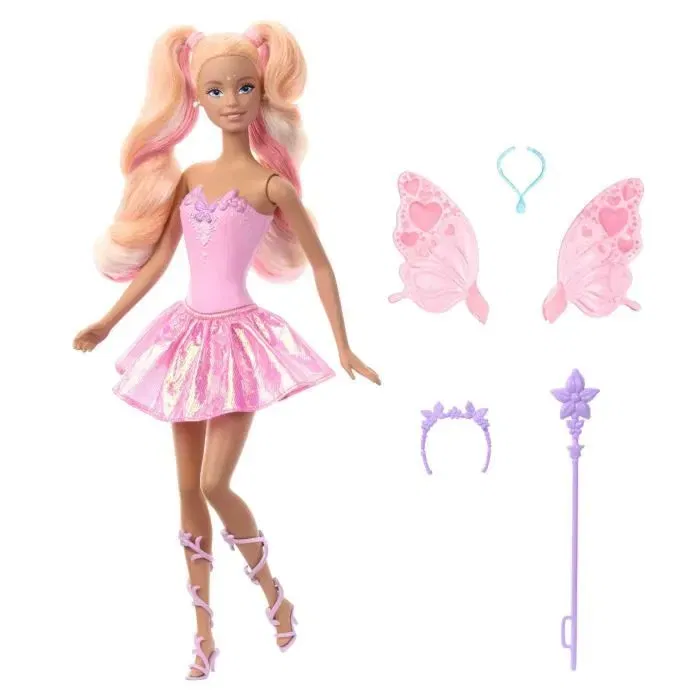 Barbie Poupée Fée-Ailes avec Tenue et Ailes Changeant de Couleur au Contact de l'Eau Froide, Inclus Sceptre et Éponge, Pour Enfants 3-10 Ans Barbie Poupée Fée-Ailes avec Tenue et Ailes Changeant de Couleur au Contact de l'Eau Froide, Inclus Sceptre et Éponge, Pour Enfants 3-10 Ans