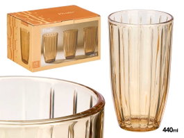 Vivalto Verre Haut Rayé Ambré 440 ml 8x14x8 cm (Set de 24)