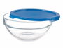 Pasabahce Boîte de Conservation Ronde avec Couvercle Bleu 595 ml Verre et Plastique 14x6x14 cm (Set de 6)