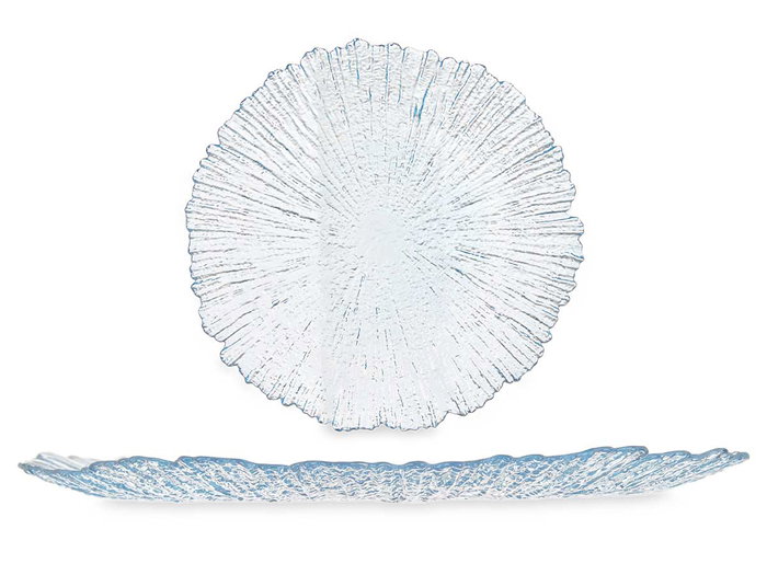 VIVALTO Plat bas bleu 32 cm en cristal, lot de 12
