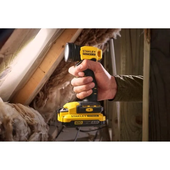 Stanley Fatmax - SFMCL020B-XJ - Lampe torche à tête pivotante - 3 LED - 140 lumens - Rechargeable - Compatible V20 - Pour extérieur