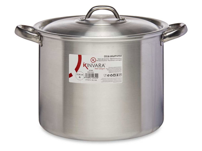 Kinvara Marmite en Aluminium 24 cm 8 L - Compatible Gaz, Four et Lave-vaisselle (Set de 6)