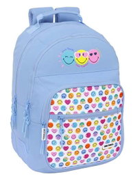 Safta Smiley World 'Joyful' Mochila double adaptée chariot recyclée 32 x 42 x 15 cm - Sac à dos enfant (3 ans et plus)