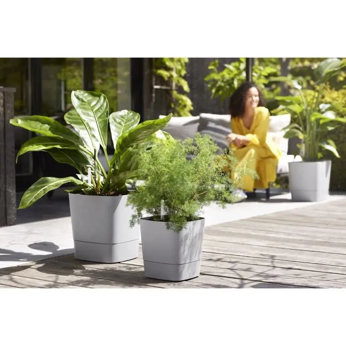 ELHO Pot de fleurs Carré Greensense Aqua Care Ø 29,5 x H 30,2 cm - 15 L - Vert Jungle