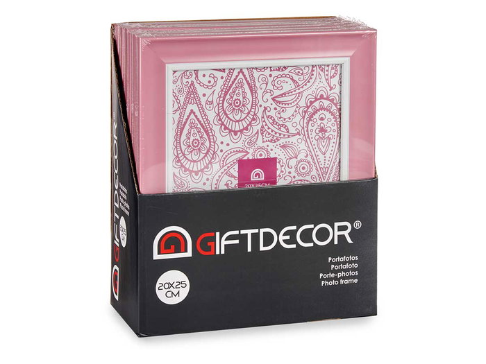 Giftdecor Porte-photos 20x25 cm Rose - Plastique et Verre (Set de 24)