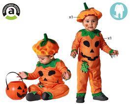 Déguisement Bébé Citrouille Halloween, Combinaison et Bonnet Orange, Taille 12-24 Mois, Cadeau Fête