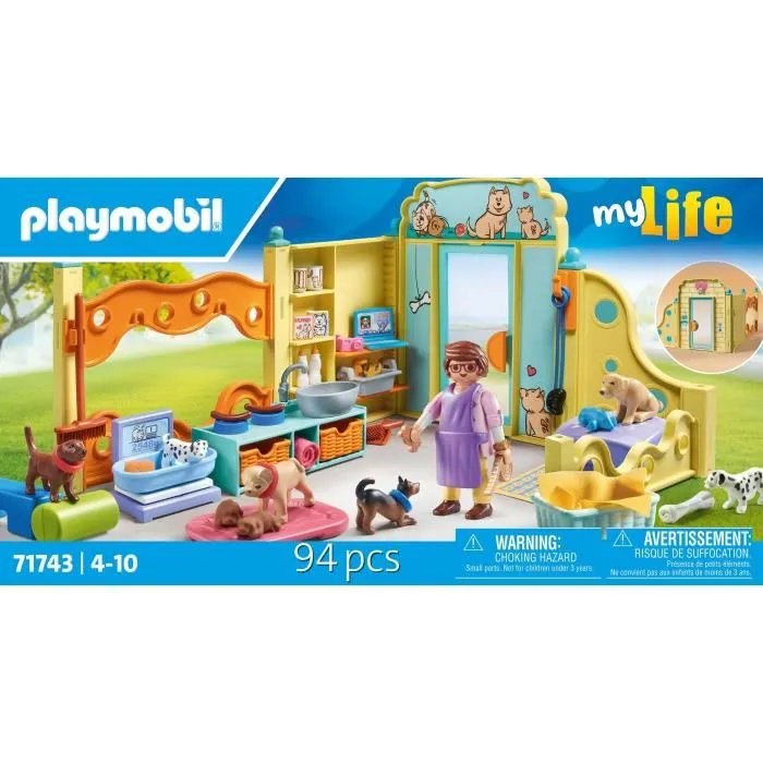 Playmobil 71743 Centre de soin canin My Life - 94 pièces avec 8 chiens et soigneur - Jouet éducatif dès 4 ans