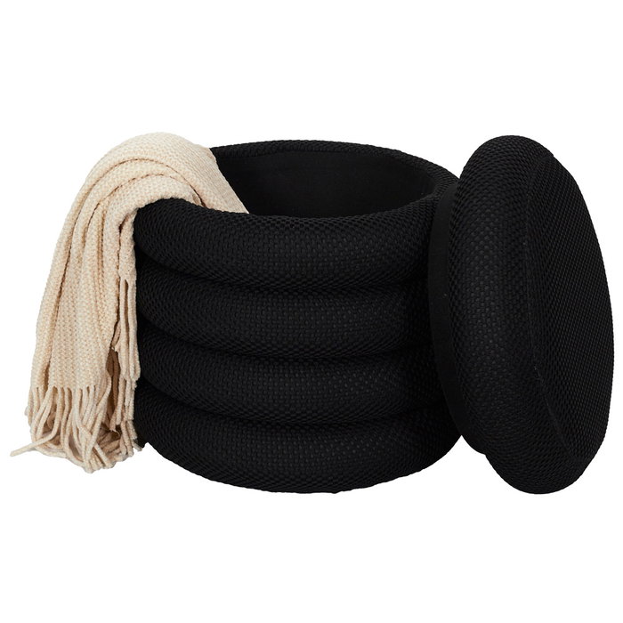 Home Deco Factory Pouf de rangement Atom Noir Home Deco Factory Pouf de rangement Atom Noir