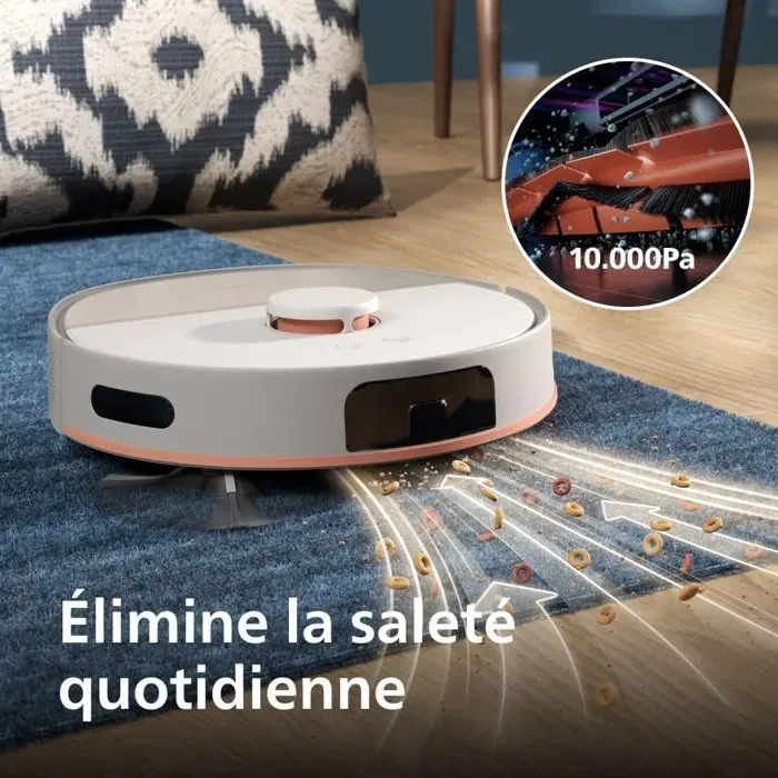 Philips HomeRun XU5100/20 - Robot aspirateur laveur avec station de vidage automatique - 10000 Pa, autonomie 200 min, batterie Li-ion 4800 mAh, application, Beige Philips HomeRun XU5100/20 - Robot aspirateur laveur avec station de vidage automatique - 10000 Pa, autonomie 200 min, batterie Li-ion 4800 mAh, application, Beige
