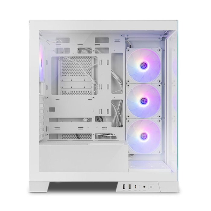 Nox Hummer Glock Boîtier PC Gaming Midi Tower Blanche, Panneau Cristal Trempé, 4 Ventilateurs ARGB 120mm, USB 3.0/Type-C