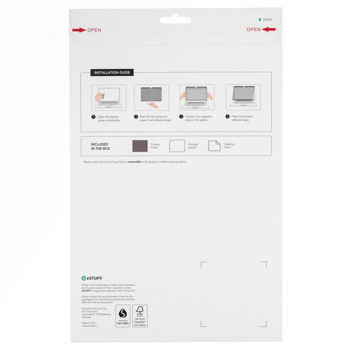 eSTUFF Filtre de confidentialité magnétique pour écran 13,3 pouces 16:10 - Compatible Apple MacBook Pro/Air - Réduction reflets et lumière bleue