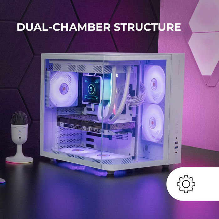 Boîtier ATX semi-tour Mars Gaming MCCURVW Blanc