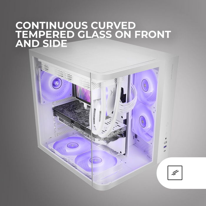 Boîtier ATX semi-tour Mars Gaming MCCURVW Blanc