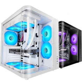 Mars Gaming Boîtier ATX Semi-Tour MC-CURV Blanche - MCCURVW - 4 Ventilateurs FRGB - Panneau Courbe en Verre Trempé - Refroidissement Haute Performance