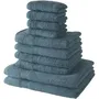 Today Lot de 10 serviettes de bain Paon : 4 serviettes 30x50 cm + 4 serviettes 50x90 cm + 2 draps de bain 70x130 cm - 100% Coton