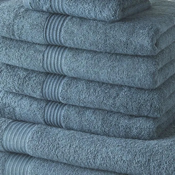 Today Lot de 10 serviettes de bain Paon : 4 serviettes 30x50 cm + 4 serviettes 50x90 cm + 2 draps de bain 70x130 cm - 100% Coton