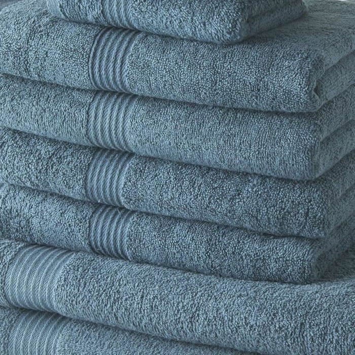Today Lot de 10 serviettes de bain en coton - Bleu Paon Today Lot de 10 serviettes de bain en coton - Bleu Paon