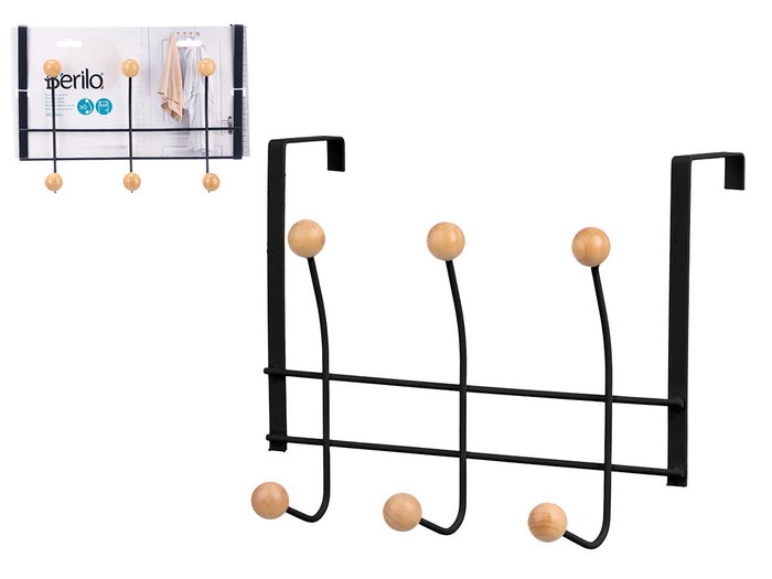 Berilo Porte-manteau mural 6 crochets métal bambou noir 28x13x22 cm (Set de 24) Berilo Porte-manteau mural 6 crochets métal bambou noir 28x13x22 cm (Set de 24)