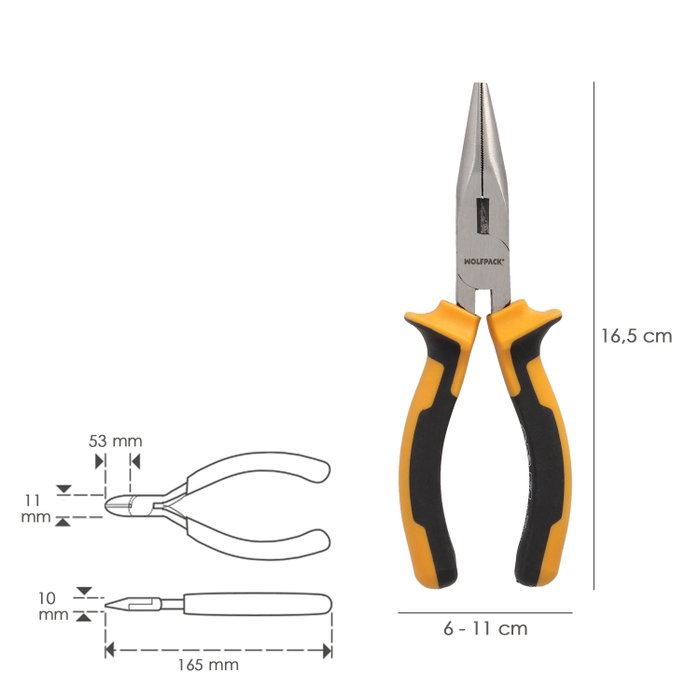 WOLFPACK LINEA PROFESIONAL Pinces à bec droit 150mm WOLFPACK LINEA PROFESIONAL Pinces à bec droit 150mm