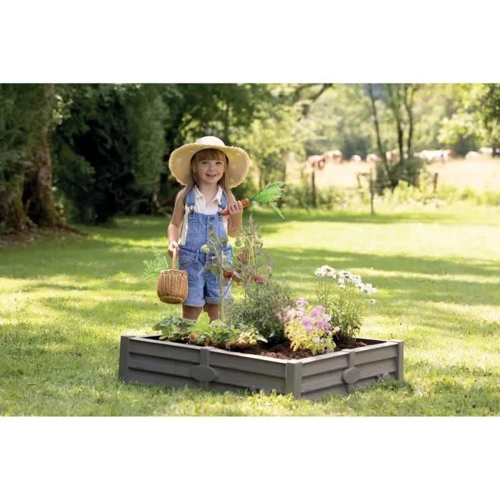 Smoby Bac Square Garden 2 en 1 - Bac à sable et carré potager 76 x 76 cm, avec bâche de fond, en plastique recyclé