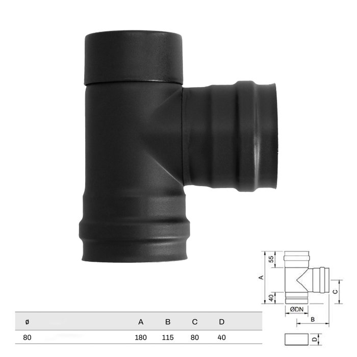 WOLFPACK LINEA PROFESIONAL Coude vitrifié pour poêle à granulés Ø80 mm 90° WOLFPACK LINEA PROFESIONAL Coude vitrifié pour poêle à granulés Ø80 mm 90°
