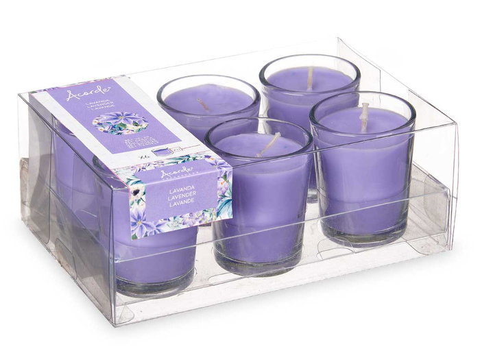 Acorde Lot de 6 Bougies en Verre Parfum Lavande 16x6x11 cm (Set de 12)