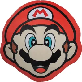 Mario Bros Coussin Décoratif 3D Visage Mario en Microfibre 40 cm - Idéal pour Salon ou Chambre