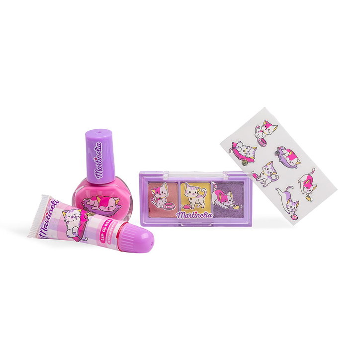 Martinelia Lulu & Duky 85480 Coffret Maquillage Chat avec Tattoos, Vernis, Lip Gloss et Palette 3 Tons