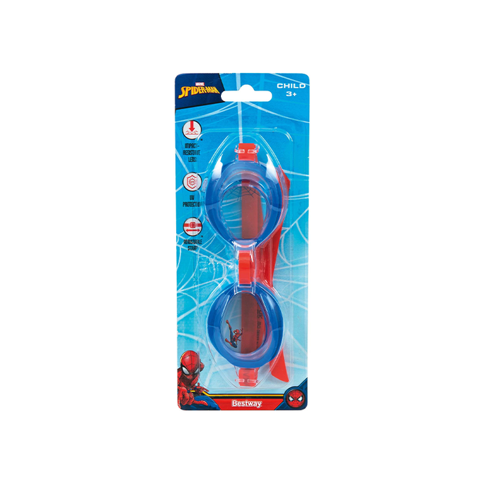 Bestway 98019 Lunettes de Natation Enfant Spider-Man Corne Silicone +3 Ans Piscine Plage