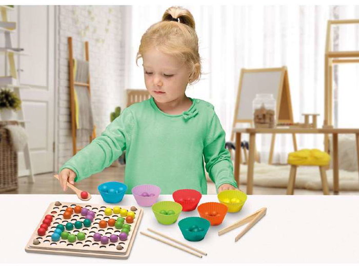 Cayro - Jeu de perles et de pinces en bois et carton - Jouet éducatif - À partir de 3 ans
