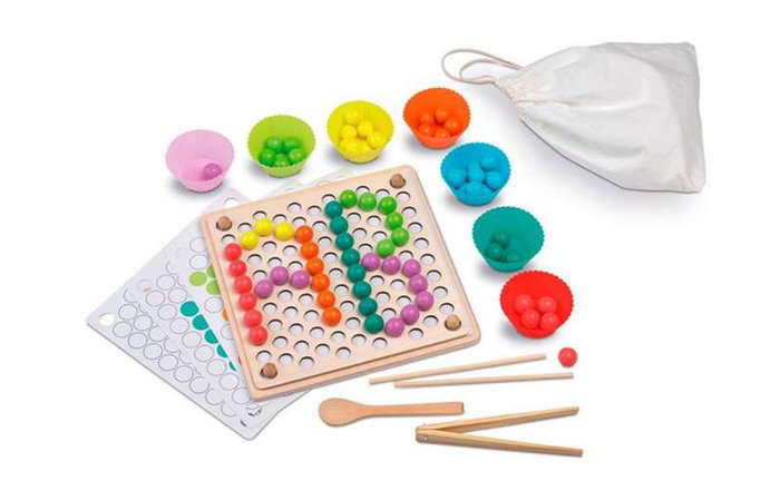 Cayro - Jeu de perles et de pinces en bois et carton - Jouet éducatif - À partir de 3 ans