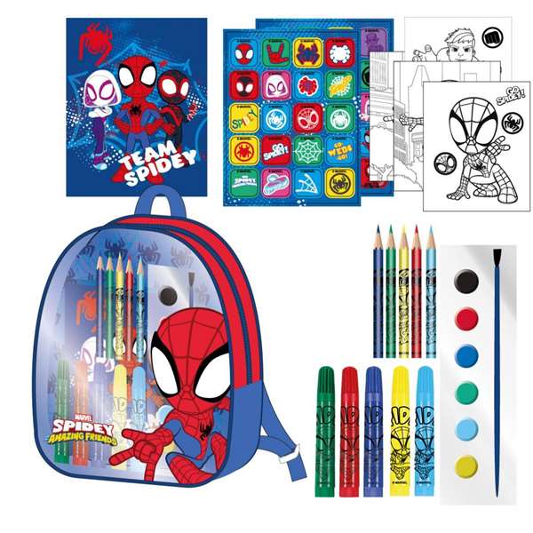 Spidey Sac à dos à colorier pour enfant, 22 x 23 x 7 cm, à partir de 3 ans, couleur bleu