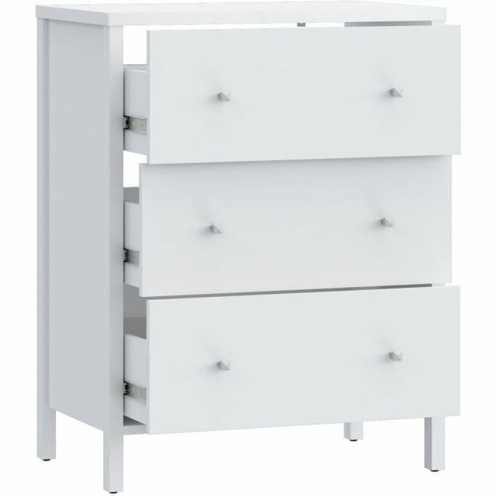 IPSARION Meuble sous lavabo Blanc avec 3 tiroirs