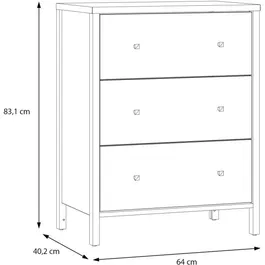 IPSARION IPQZ211-120 Meuble sous lavabo blanc avec 3 tiroirs - 64 x 40 x 83 cm