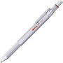 rotring 600 Multipen 3in1 Argent Stylo à mine fine 0,5 mm et stylo à bille bleu/rouge