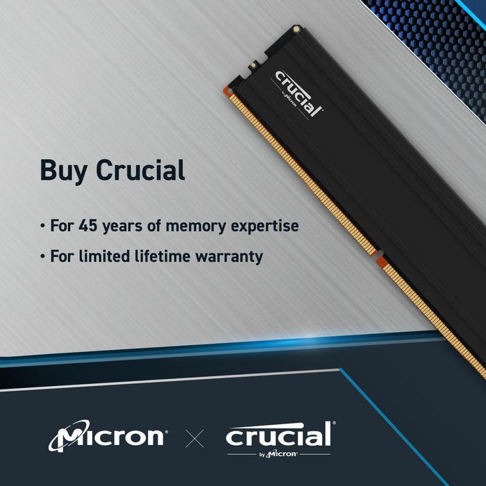 Crucial DDR5 Pro 32 Go (2x 16 Go) - Kit de mémoire RAM DDR5 6000 MHz UDIMM - Compatible Intel XMP 3.0 et AMD EXPO